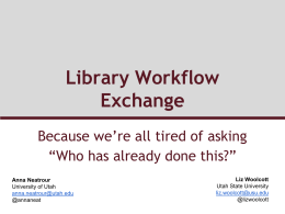 Library Workflow Exchange