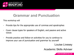 Grammar and Punctuation - University of Bradford