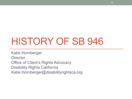 History of SB 946 - Family Voices of CA