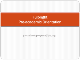 Fulbright Preacademic Orientation