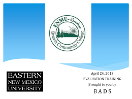 Evaluation Training - Eastern New Mexico University