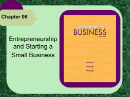 Chapter 6 Entrepreneurship and Starting a Small Business