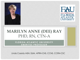 Marilyn A. Ray PhD, RN, CTN-A