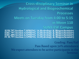 Cross-disciplinary Seminar in Hydrological - SUNY-ESF