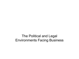 The Political and Legal Environments Facing Business