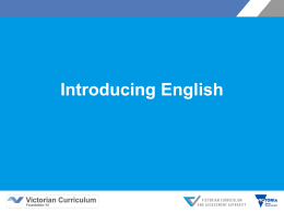 Introducing English - Victorian Curriculum and Assessment Authority