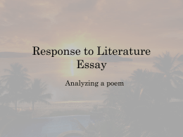 Response to Literature Essay