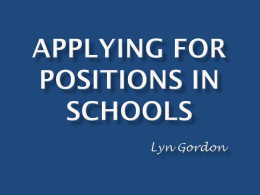 Applying for Graduate Positions in Schools