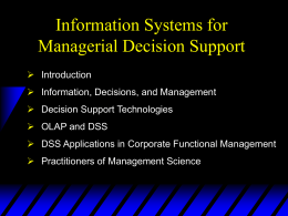 Info Systems for Managerial Decision Support