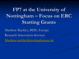 ERC Starting Grants - Matt Rackley 2011