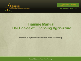 basics of the agriculture sector - Agriculture Finance Support Facility