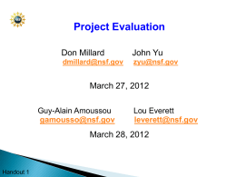 Project Evaluation Workshop