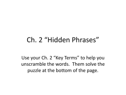 Ch. 2 *Hidden Phrases