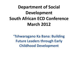 Leadership for the future of ECD - Department of Social Development