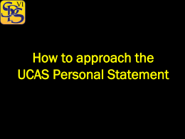 UCAS Workshop 2 – Approaching the Personal