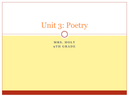 Unit 3: Poetry - English with Mrs. Holt