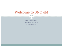 Welcome to SNC 4M
