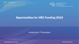 HRC`s roadshow presentation on funding
