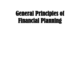 General Principles of Financial Planning