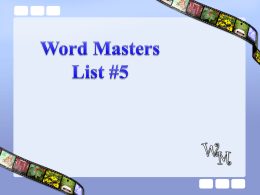 Word Masters List #5 M W