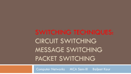 Switching Techniques: Circuit Switching Message Switching packet