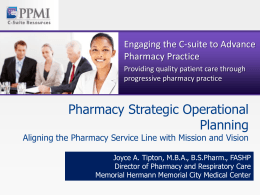 Pharmacy Strategic Operational Planning