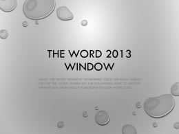 The Word 2010 Window
