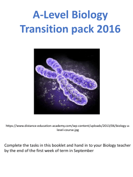 A-Level Biology Transition pack 2016