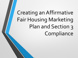 Creating an Affirmative Fair Housing Marketing Plan and Section 3