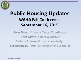 Public Housing Updates - Wisconsin Association of Housing