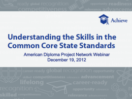 Understanding Skills-CCSS Webinar Slides
