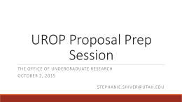UROP Proposal Prep Session - Office of Undergraduate Research