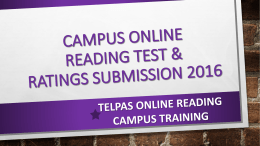 2016 TELPAS Online Reading Campus Training