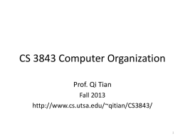 CS 3843 Computer Orgabization - Department of Computer Science