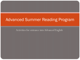 Advanced Summer Reading Program