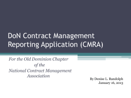 Enterprise-Wide Contract Management Reporting Application