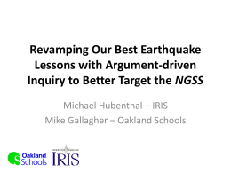 Revamping Our Best Earthquake Lessons with Argument
