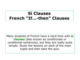 Si Clauses French *If*
