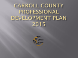 Carroll County Professional Development Plan 2015