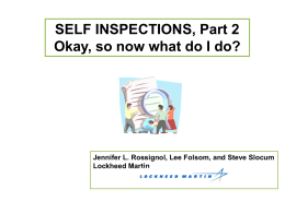 Self-Inspection Training Day Two December 2011