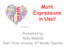 Math Expressions in Use!! - East China School District