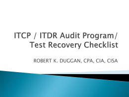 ITCP and DR Program Audit Program and Recovery Checklist