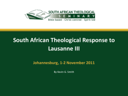 Theological Working Group - South African Theological Seminary