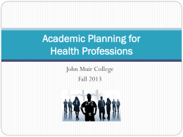 Planning for Health Professions