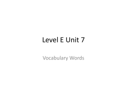 Level E Unit 1