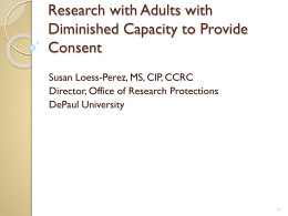 Research with Adults with Diminished Capacity