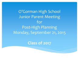 O*Gorman High School Junior Parent Meeting for Post