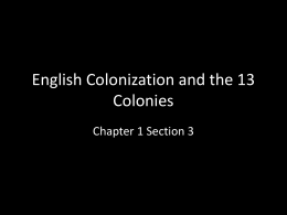 English Colonization and the 13 Colonies