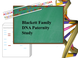 Blackett Family DNA Study April 2014