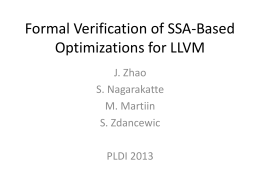 Formal Verification of SSA-Based Optimizations for LLVM